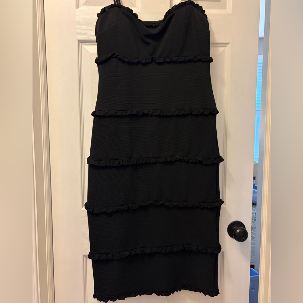 Speechless Black Strapless Ruffle Dress